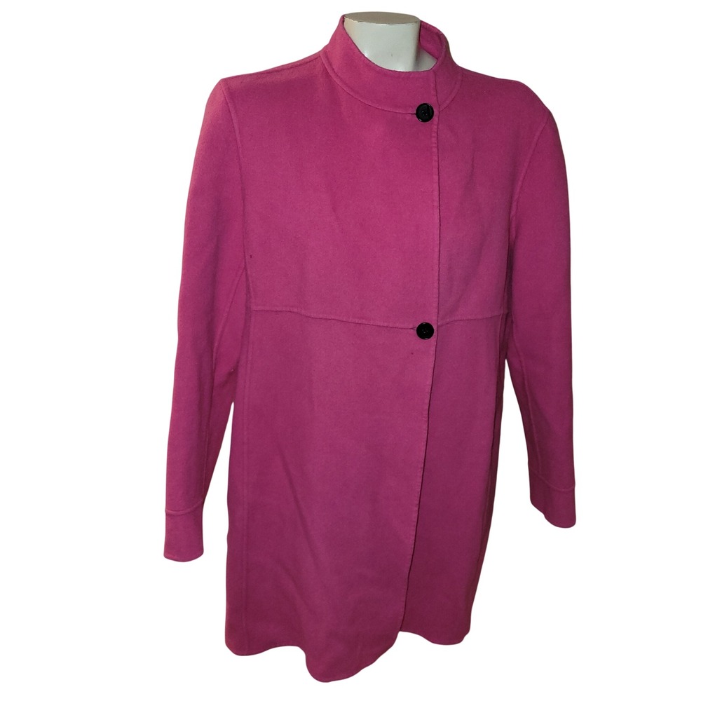 EllenTracy Linda Allard Wool Pink Coat‎ 16 Button Front Stand Collar designer